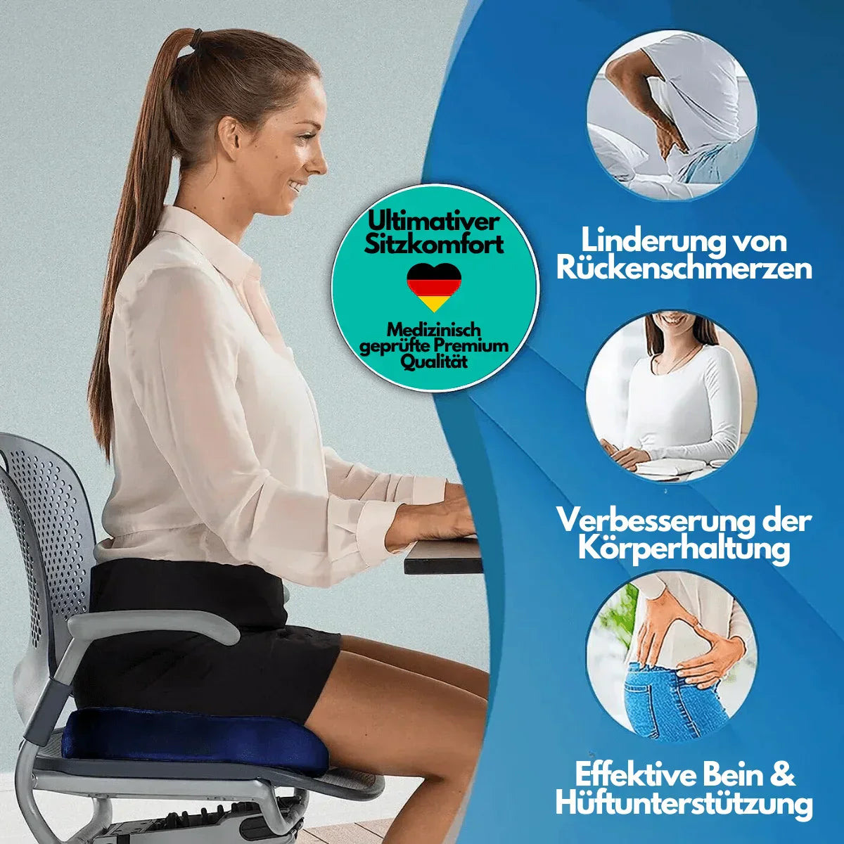 Ergonomisches 4D Sitzkissen mit Orthopädischer Unterstützung für Maximalen Komfort