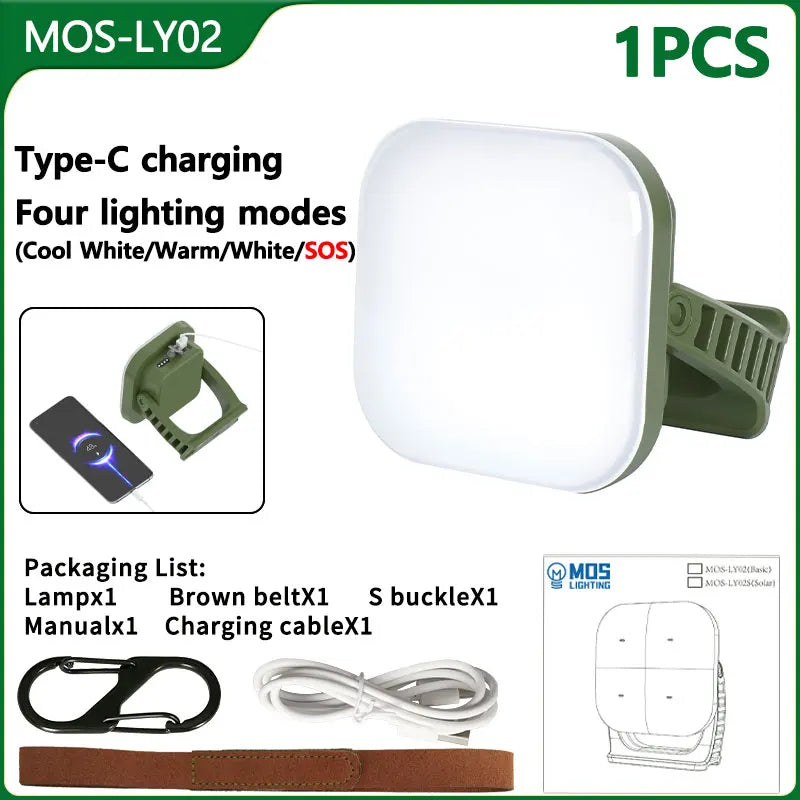 80W LED Solar-Lampe für Camping mit Magnet und Zoomfunktion – Wiederaufladbar und Praktisch