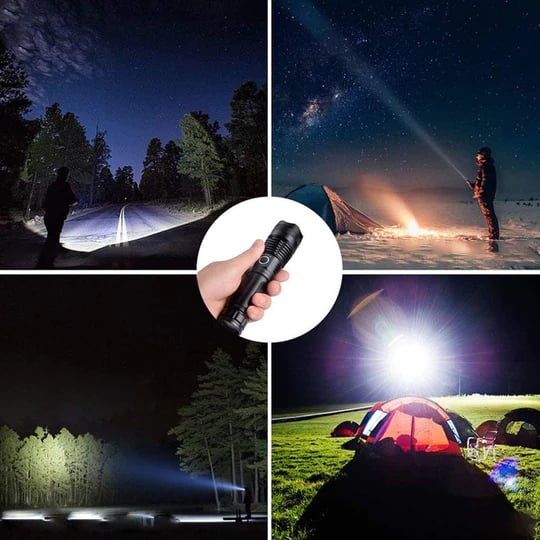 Taktische LED Taschenlampe mit Zoom und Powerbank