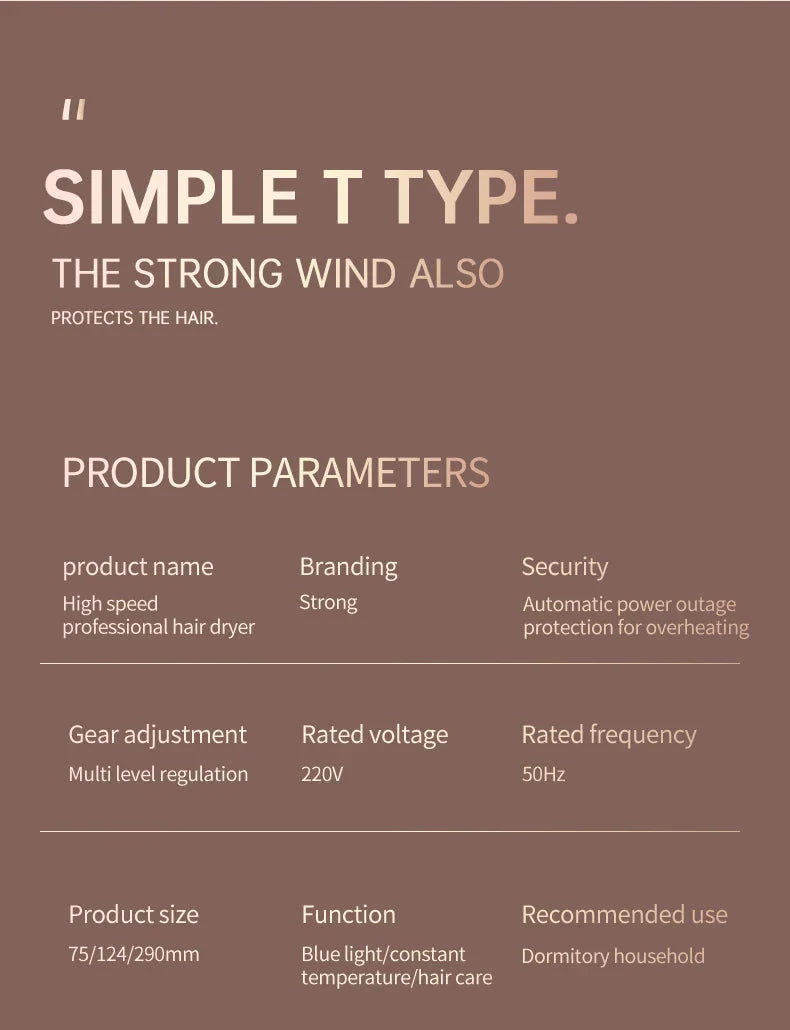 Leistungsstarker Haartrockner 2400W – Warme und kalte Luft für perfektes Styling