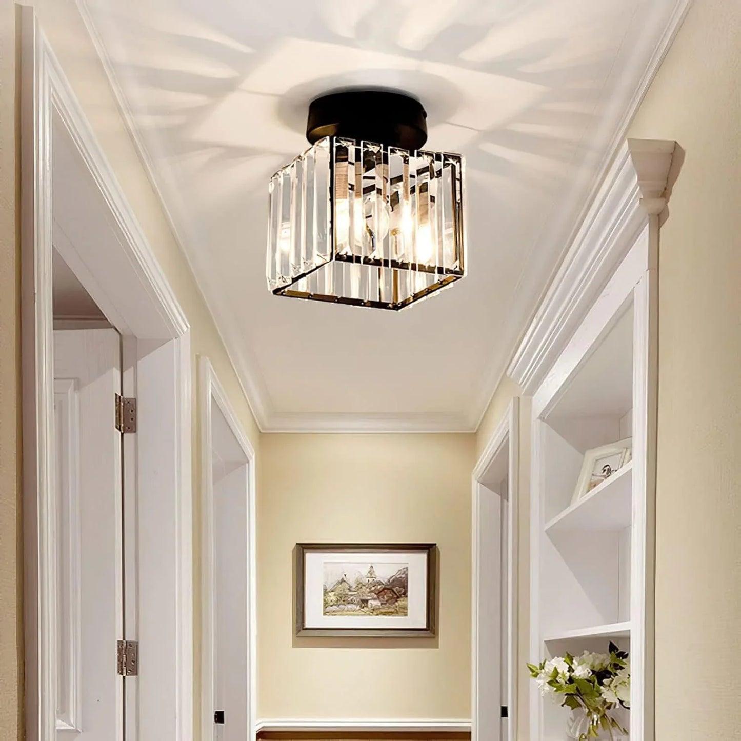 Kristall-Deckenlampe mit Gold und Schwarz – Moderne LED-Deckenleuchte für Wohnzimmer Schlafzimmer & Flu