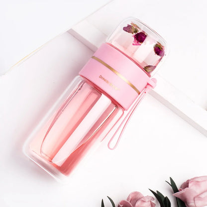 Doppelwandige Glasflasche mit Teesieb und Infuser – Ideal für Tee und Infusionen unterwegs