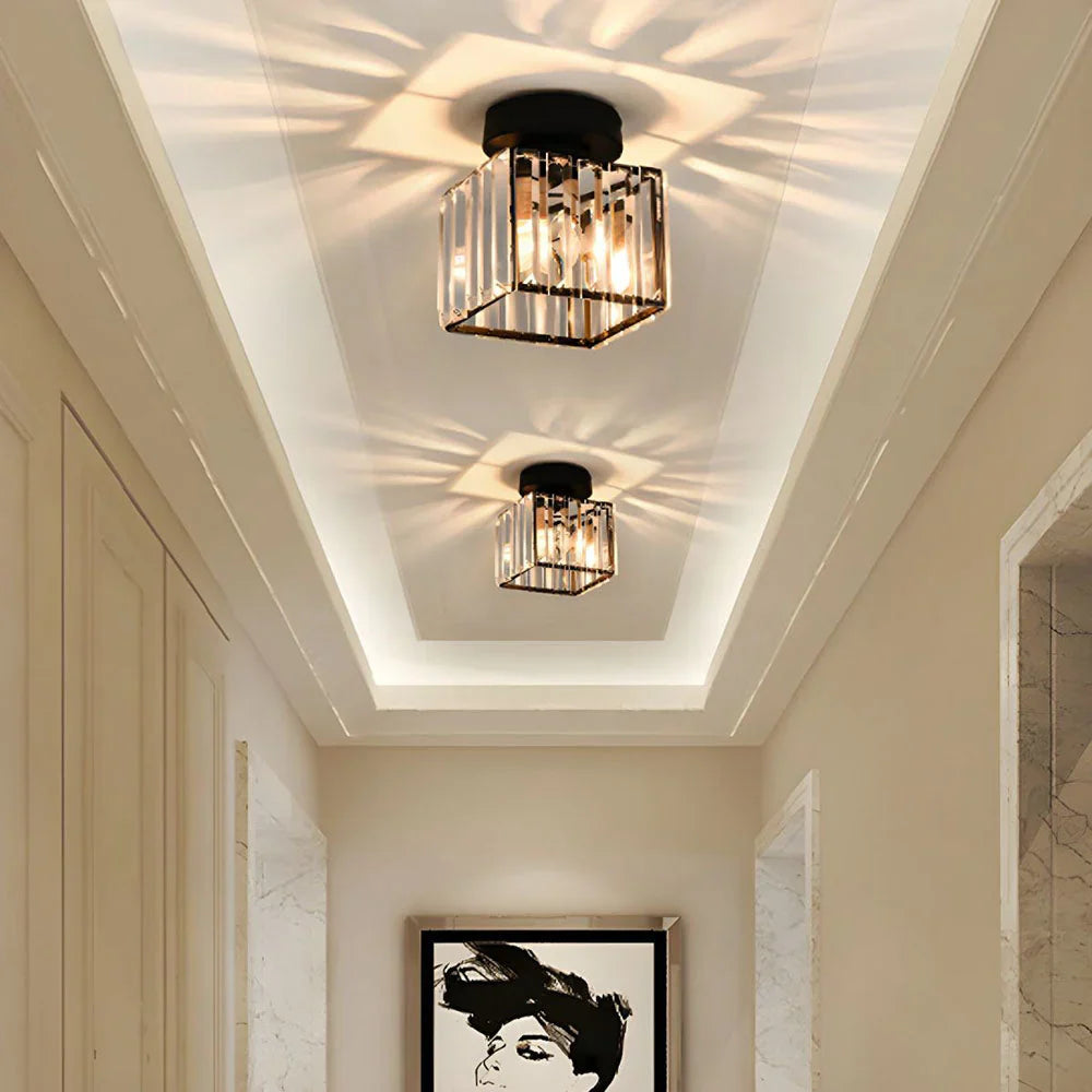 Kristall-Deckenlampe mit Gold und Schwarz – Moderne LED-Deckenleuchte für Wohnzimmer Schlafzimmer & Flu