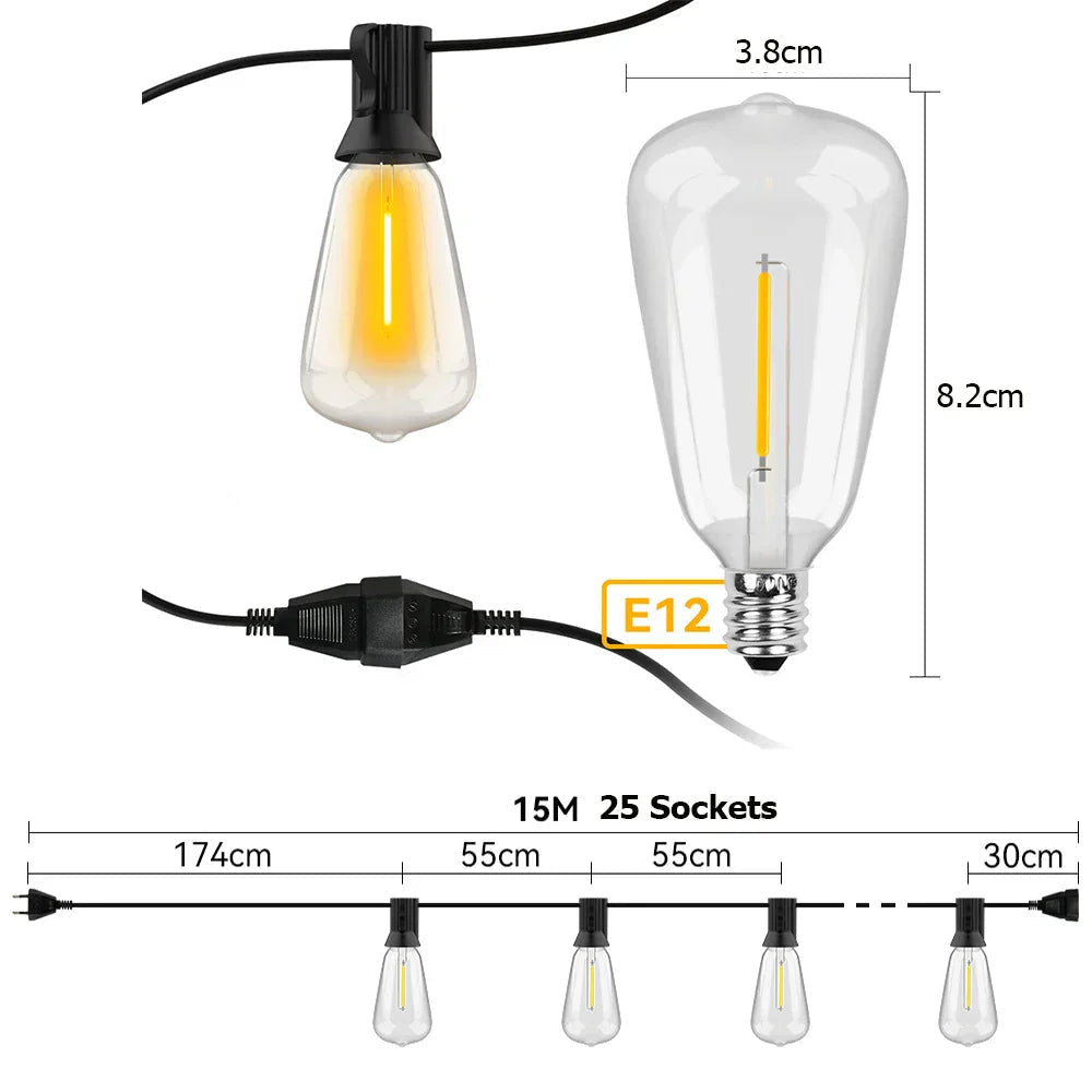 Draußen LED-Lichterkette für Terrasse und Garten