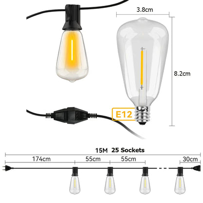 Draußen LED-Lichterkette für Terrasse und Garten