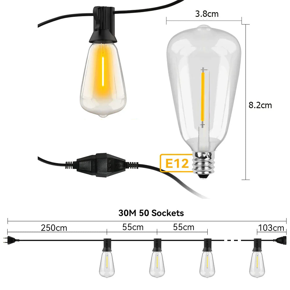 Draußen LED-Lichterkette für Terrasse und Garten