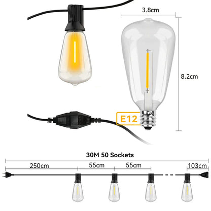 Draußen LED-Lichterkette für Terrasse und Garten