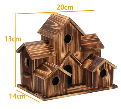 6-Loch Handgefertigtes Vogelhaus – Rustikale Gartendekoration für Vögel