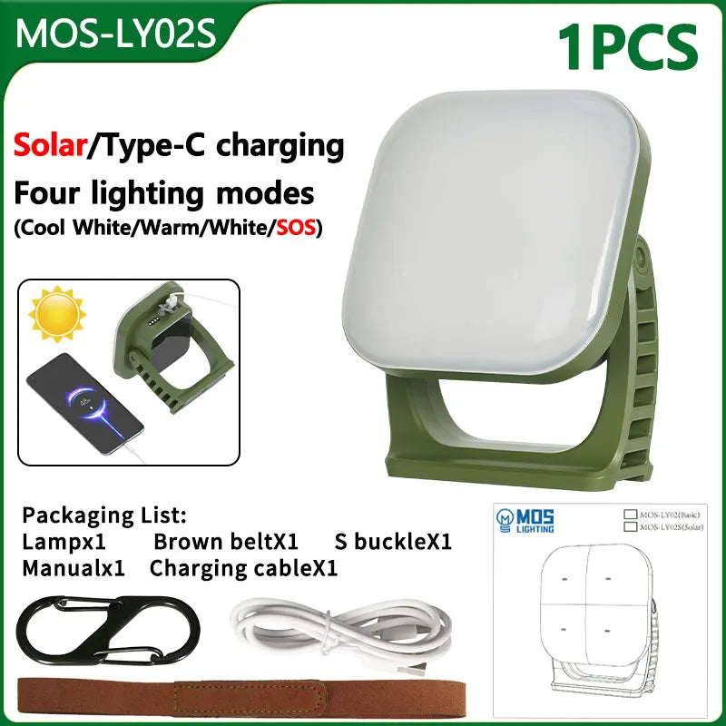 80W LED Solar-Lampe für Camping mit Magnet und Zoomfunktion – Wiederaufladbar und Praktisch