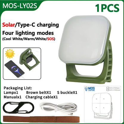 80W LED Solar-Lampe für Camping mit Magnet und Zoomfunktion – Wiederaufladbar und Praktisch