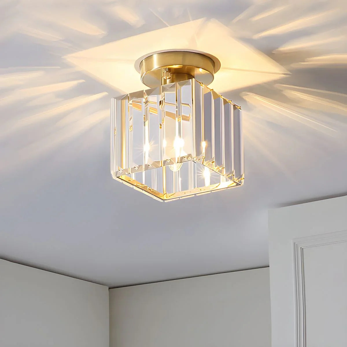 Kristall-Deckenlampe mit Gold und Schwarz – Moderne LED-Deckenleuchte für Wohnzimmer Schlafzimmer & Flu