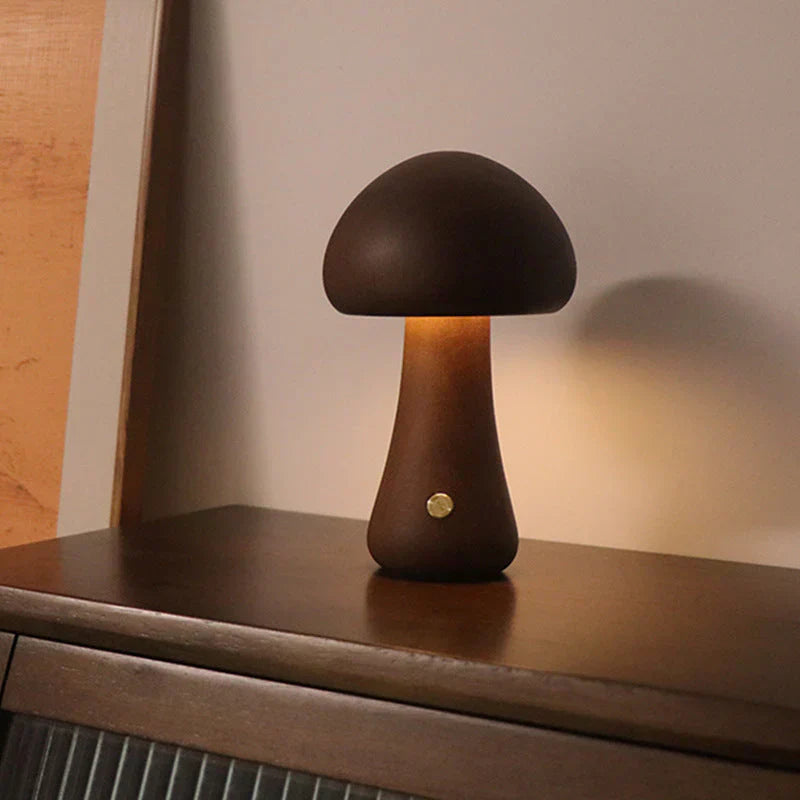 Pilz-LED-Nachtlicht aus Holz – Schöne Lampe im Naturdesign für dein Zuhause