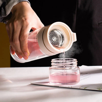 Doppelwandige Glasflasche mit Teesieb und Infuser – Ideal für Tee und Infusionen unterwegs