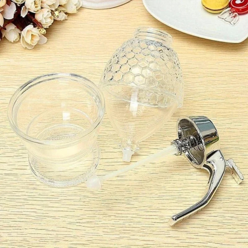 Tropffreier Honigspender aus Glas – Stilvoller Dosierer für Honig Sirup & Flüssigkeiten