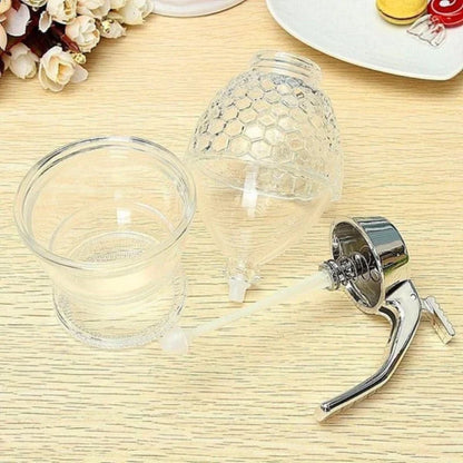 Tropffreier Honigspender aus Glas – Stilvoller Dosierer für Honig Sirup & Flüssigkeiten