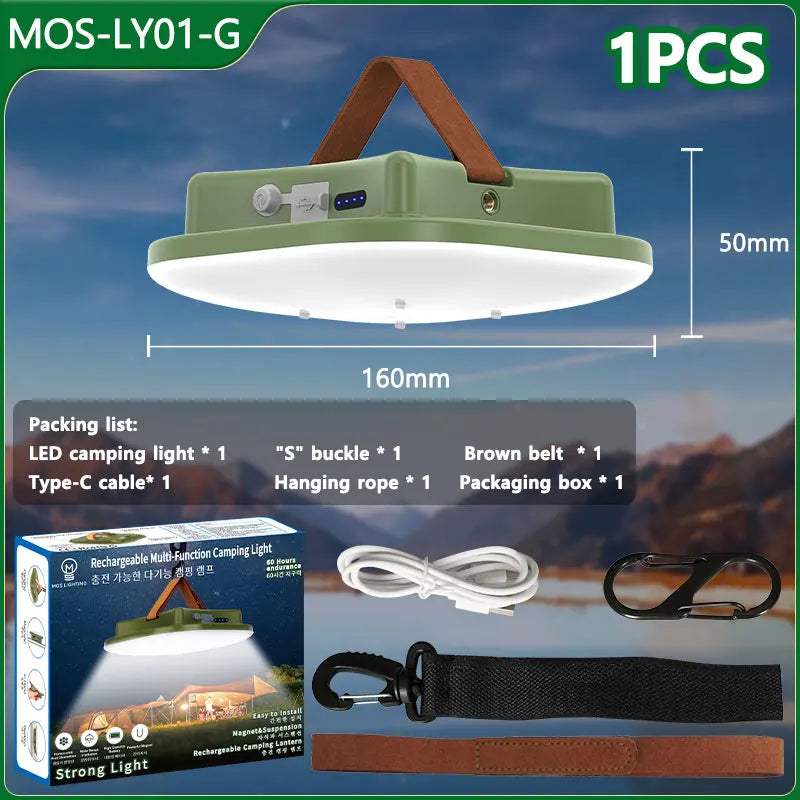 80W LED Solar-Lampe für Camping mit Magnet und Zoomfunktion – Wiederaufladbar und Praktisch