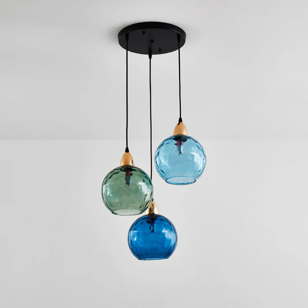 Elegante Dreifach Pendelleuchte im Glas Design mit Farbwechsel