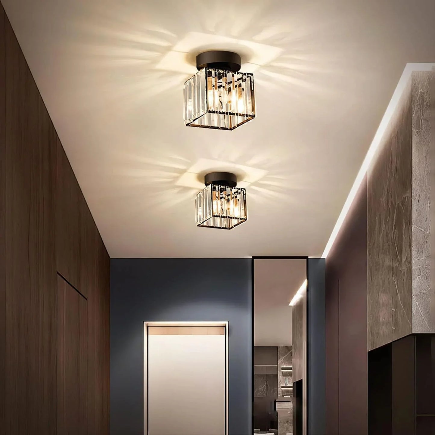 Kristall-Deckenlampe mit Gold und Schwarz – Moderne LED-Deckenleuchte für Wohnzimmer Schlafzimmer & Flu
