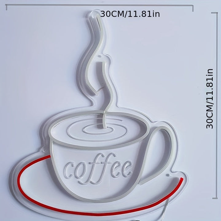 Trendige LED-Kaffeetassen-Wandlampe im Retro-Neon-Stil