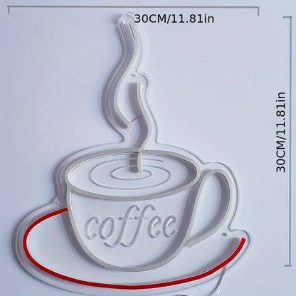 Trendige LED-Kaffeetassen-Wandlampe im Retro-Neon-Stil