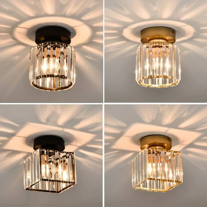 Kristall-Deckenlampe mit Gold und Schwarz – Moderne LED-Deckenleuchte für Wohnzimmer Schlafzimmer & Flu