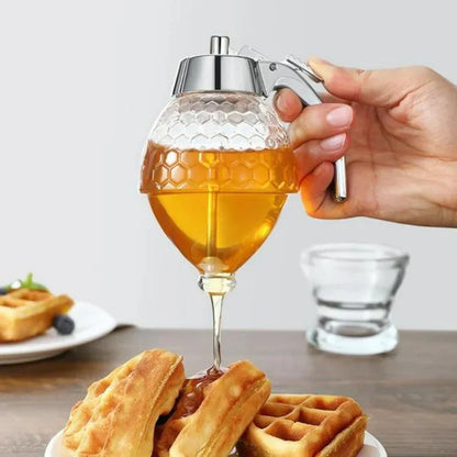 Tropffreier Honigspender aus Glas – Stilvoller Dosierer für Honig Sirup & Flüssigkeiten