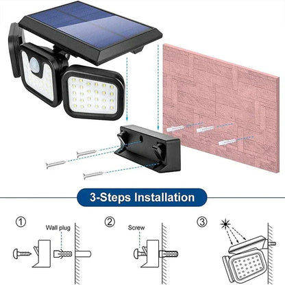 Solarbetriebene Wandleuchte für Außenbereich mit Bewegungsmelder