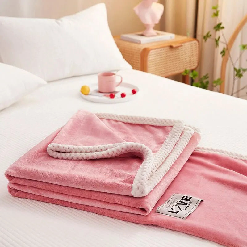 Kuschelige Flanell-Fleece-Decke in Rosa – Weiche und Wärmende Wohndecke