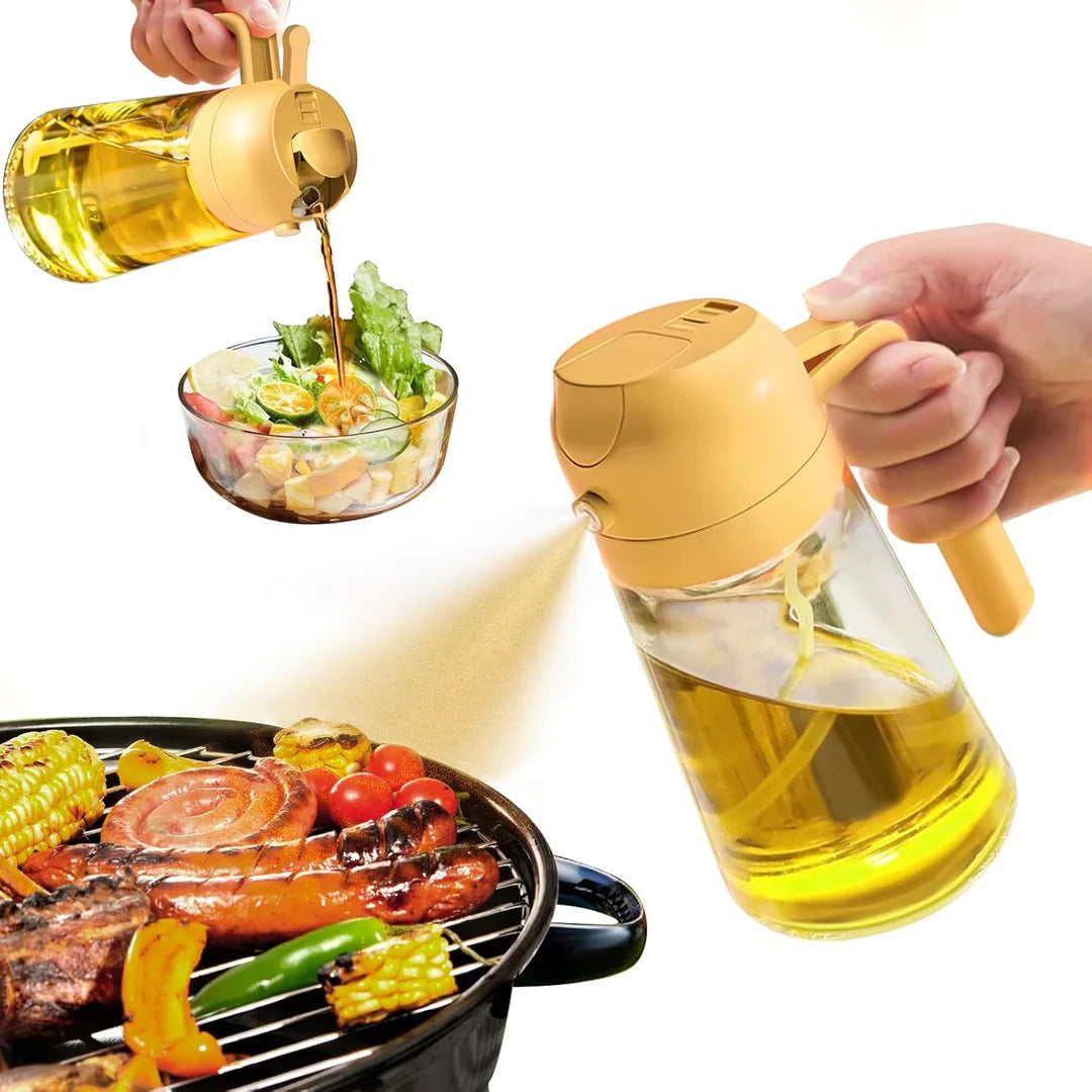 Premium 2-in-1 Ölspender & Sprüher mit Druckmechanismus – Perfekt für Kochen, Grillen & Salate