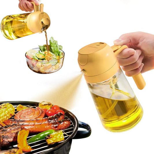 Premium 2-in-1 Ölspender & Sprüher mit Druckmechanismus – Perfekt für Kochen, Grillen & Salate