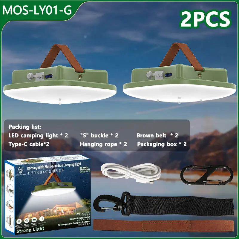 80W LED Solar-Lampe für Camping mit Magnet und Zoomfunktion – Wiederaufladbar und Praktisch