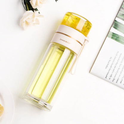 Doppelwandige Glasflasche mit Teesieb und Infuser – Ideal für Tee und Infusionen unterwegs