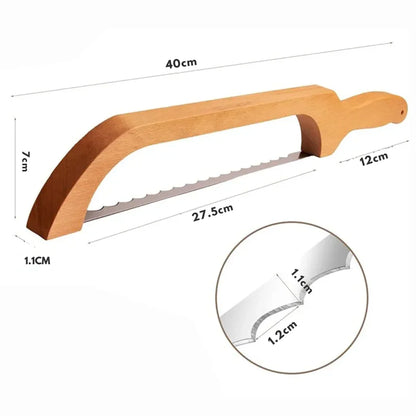 Brotmesser aus Holz mit rutschfester Schneidehilfe für sicheres Schneiden