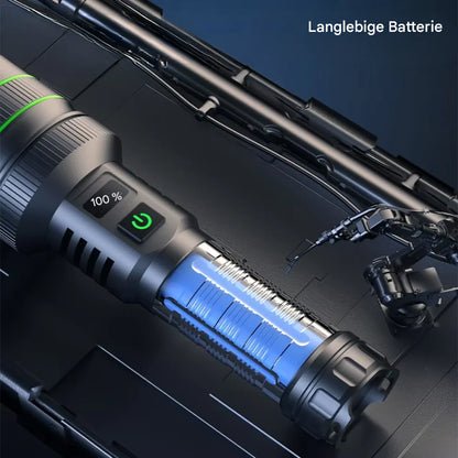 Extrem Helle LED-Taschenlampe mit Zoom und Powerbank-Funktion für Outdoor-Abenteuer und Notfälle