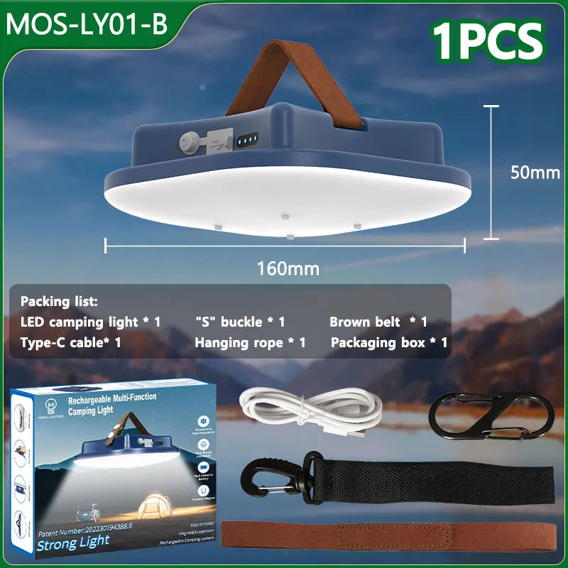80W LED Solar-Lampe für Camping mit Magnet und Zoomfunktion – Wiederaufladbar und Praktisch