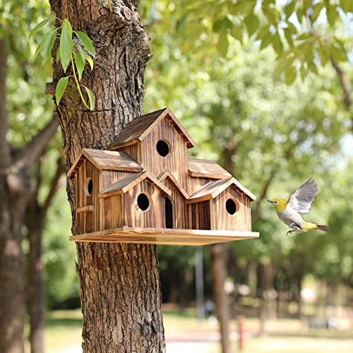 6-Loch Handgefertigtes Vogelhaus – Rustikale Gartendekoration für Vögel