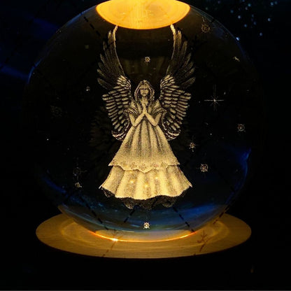 Leuchtende Mondkristallkugel mit Galaxie-Effekt
