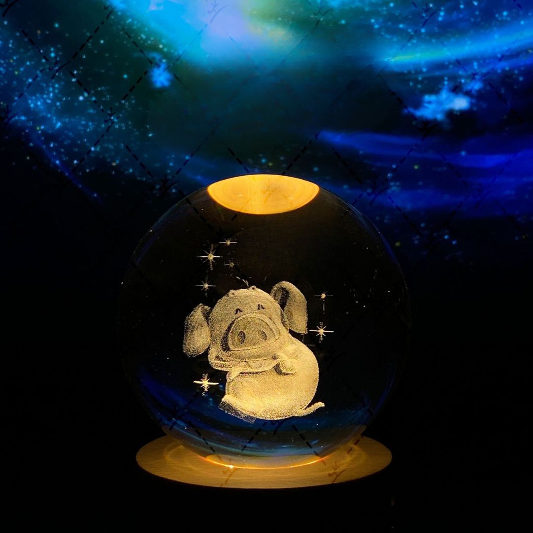Leuchtende Mondkristallkugel mit Galaxie-Effekt