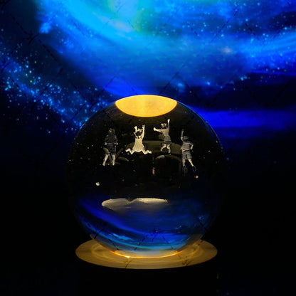 Leuchtende Mondkristallkugel mit Galaxie-Effekt