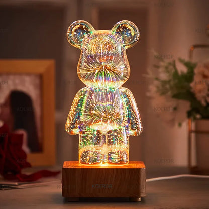 3D LED Bärenlampe mit Feuerwerks-Effekt – Stimmungsvolle Deko-Leuchte