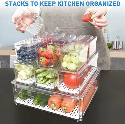 Stapelbares Kühlschrank-Organizer-Set – 10 Aufbewahrungsboxen für Mehr Ordnung & Frische