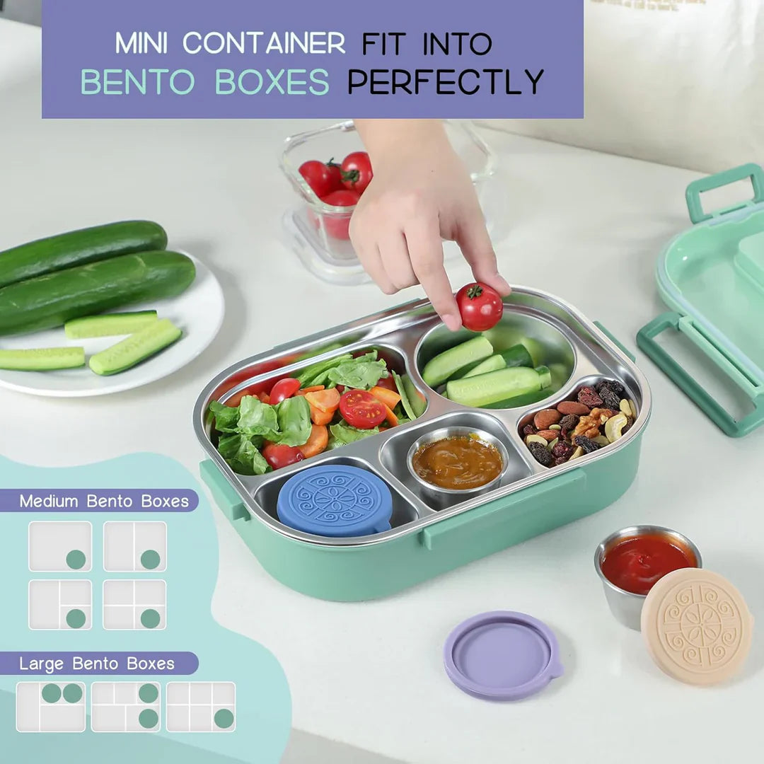 Auslaufsichere Edelstahl-Dip-Behälter mit Silikondeckel (6er-Set) – Perfekt für Saucen, Dressings & Snacks
