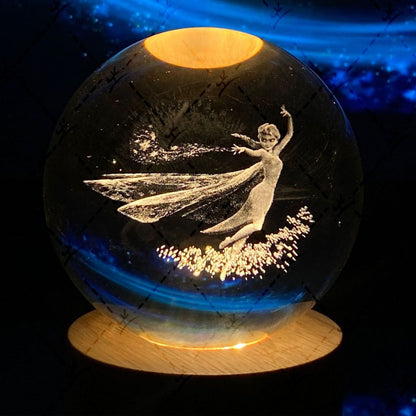 Leuchtende Mondkristallkugel mit Galaxie-Effekt