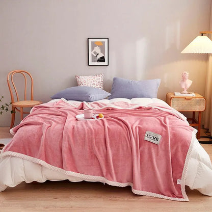 Kuschelige Flanell-Fleece-Decke in Rosa – Weiche und Wärmende Wohndecke