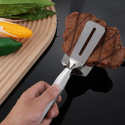 Wendbarer Edelstahl-Spachtel mit Rutschfestem Griff für Bratpfanne und Grill