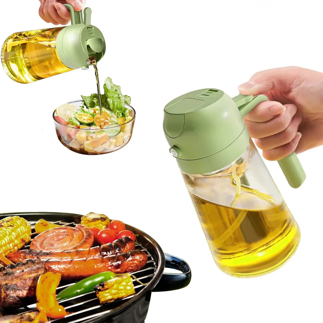 Premium 2-in-1 Ölspender & Sprüher mit Druckmechanismus – Perfekt für Kochen, Grillen & Salate