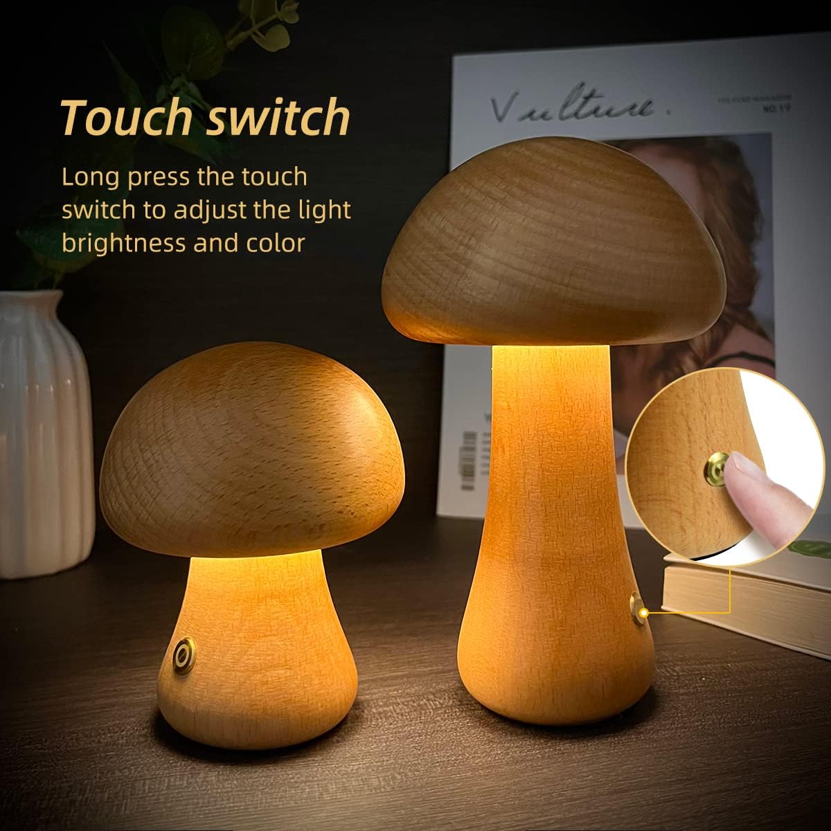 Pilz-LED-Nachtlicht aus Holz – Schöne Lampe im Naturdesign für dein Zuhause