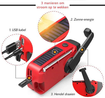 Notfall Solar Radio mit Kurbel – Dynamo Radio mit Powerbank und LED Taschenlampe