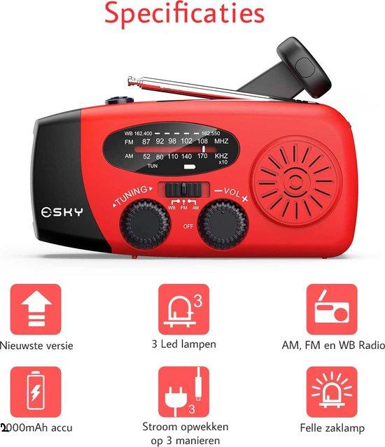 Notfall Solar Radio mit Kurbel – Dynamo Radio mit Powerbank und LED Taschenlampe
