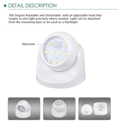 Kabelloser LED-Strahler mit Bewegungsmelder – 360° Drehbar & Energiesparend